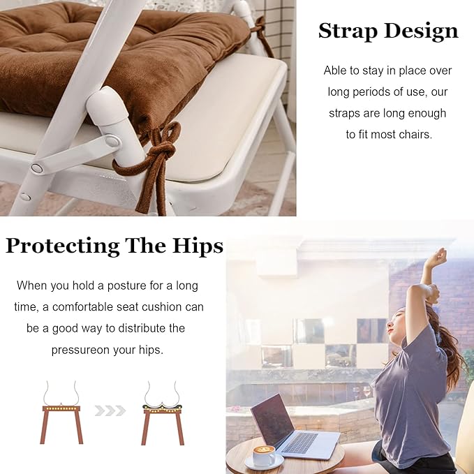 Set of 4 Square Chair Pads Indoor Seat Cushions Pillows - Image 4