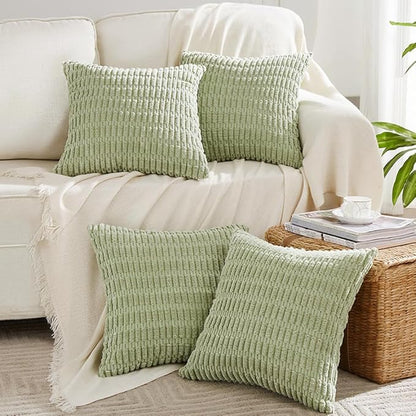 Fancy Homi 4 Packs Sage Green Decorative Throw Pillow Covers 22x22 Inch by Fancy+Homi