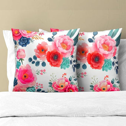 Watercolor Peony Throw Pillow Covers 18x18 Inch Set of 2 Pink Floral Girly - Image 3