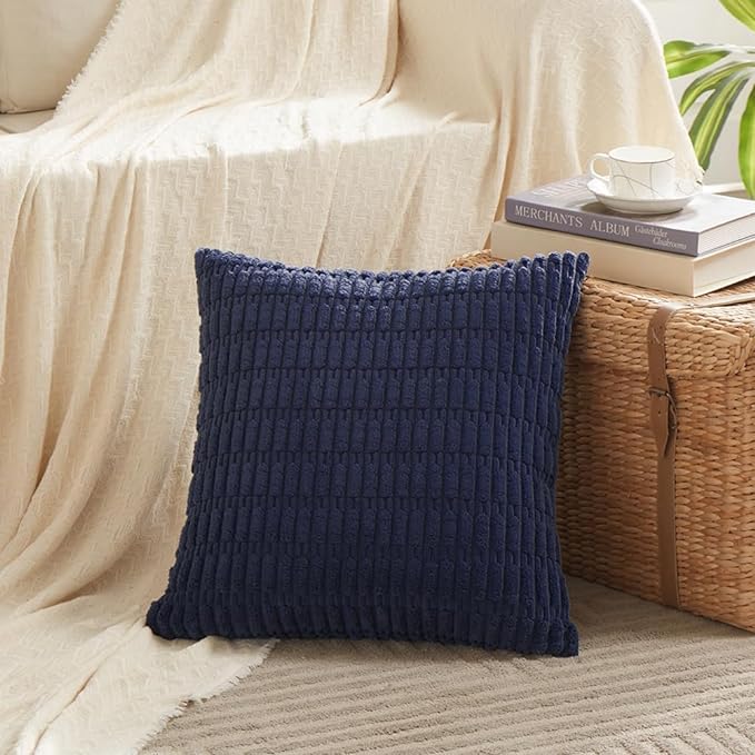Fancy Homi 4 Packs Navy Blue Decorative Throw Pillow Covers 16x16 Inch - Image 2