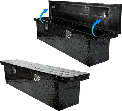 60"x12"x14" aluminum truck tool box with lock & shown in use