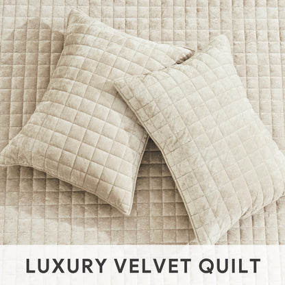 recyco channel box stitch velvet quilt set, king, side view