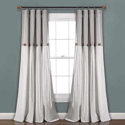 Lush Decor Linen Button Window Curtain Panel by LushDecor