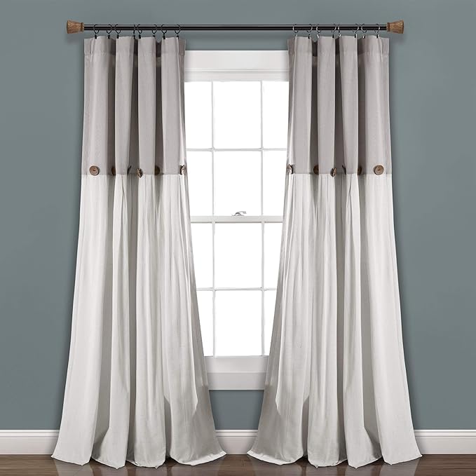 Lush Decor Linen Button Window Curtain Panel, Bedroom & Dining Room - Image 2
