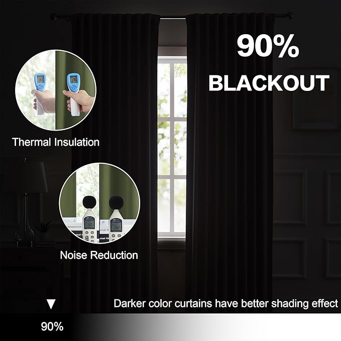 DUALIFE Olive Dark Green Curtains 96 Length 2 Panels, 52 by 96 Inches Long - Image 5