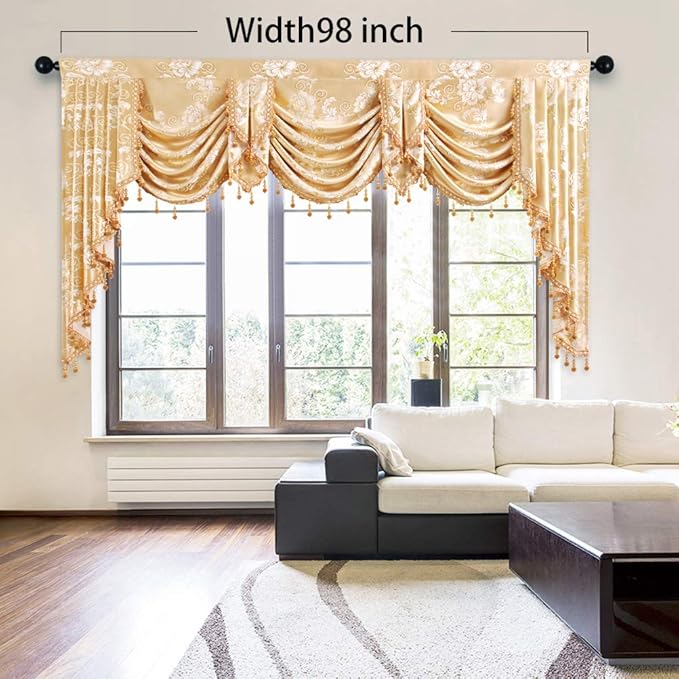 ELKCA Golden Jacquard Swag Waterfall Valance - Image 7