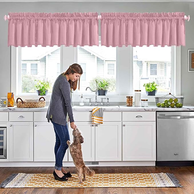 Pink Kitchen Window Valances, Rod Pocket by HighQualityCurtains