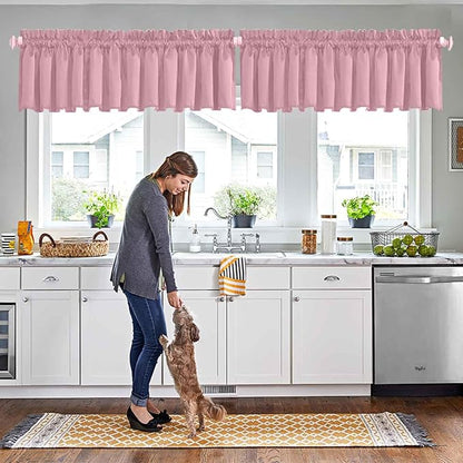 Pink Kitchen Window Valances, Rod Pocket by HighQualityCurtains