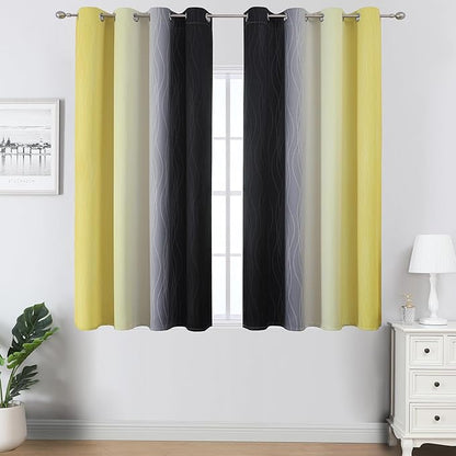 Estelar Textiler Black and Yellow Ombre Blackout Curtains 45 Inches Long - Image 2