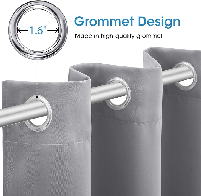HOMEIDEAS Light Grey Blackout Curtains 52 X 45 Inch 2 Panels Room Darkening - Image 4
