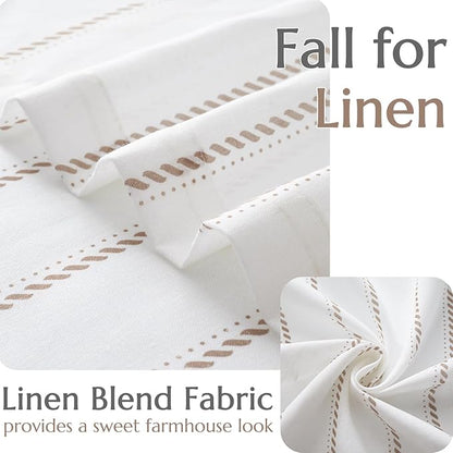 jinchan Linen Striped Kitchen Curtains Tier Cafe Curtains - Image 5