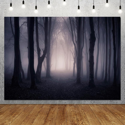 10x8 FT Spooky Forest Backdrop Scary Halloween Themed Party Photo Backdrop Dark Misty Woods Party Decorations Academia Photography Background Photo Booth Props Polyester