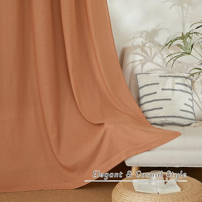 NICETOWN Linen Burlap Burnt Orange Window Treatments, Grommet Thick Privacy - Image 6