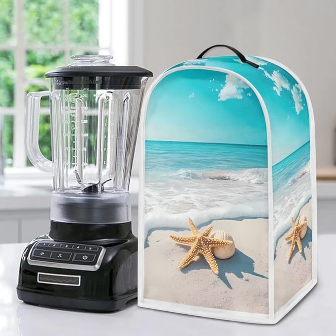 Beach Teal Blender Cover for Kitchen Countertop Starfish Small Appliance Dust - Image 4