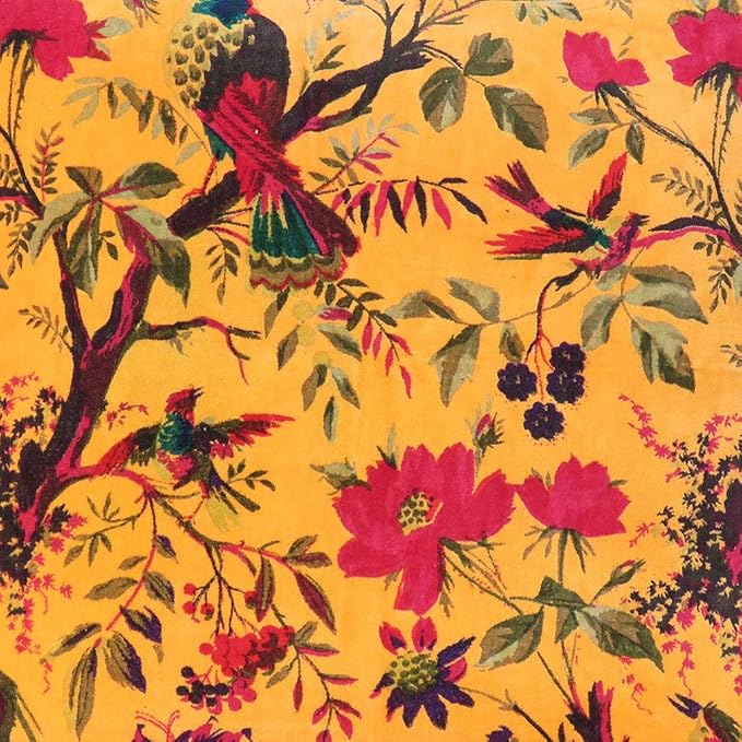 Eyes of India Velvet Floral Flower Bird Throw Pillow Sofa Cushion Cover Case - Image 3