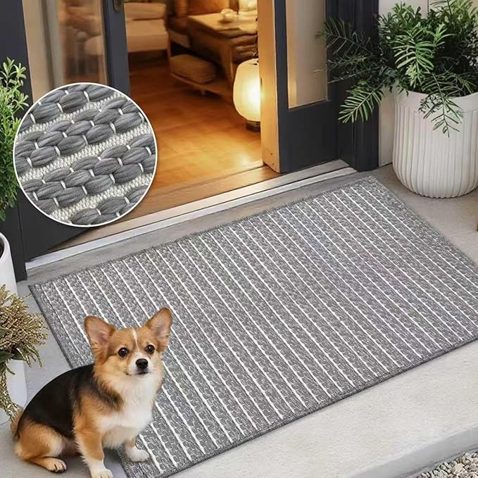 Braided Bath Mat, Boho Small Bathroom Rugs Non Slip Washable Super Absorbent - Image 2