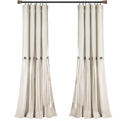 Lush Decor Linen Button Window Curtain Panel, Off White - Image 7