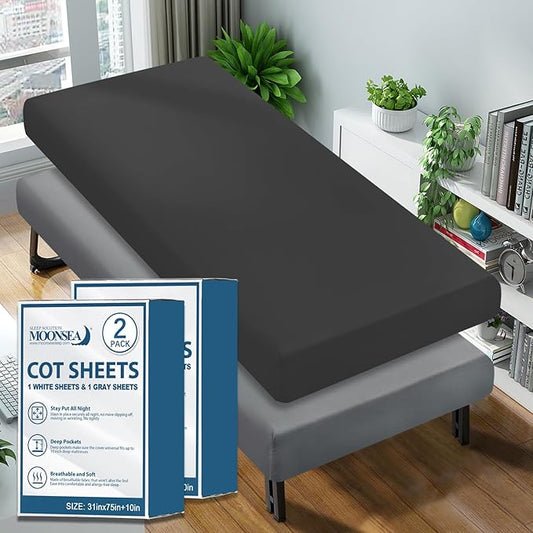 Cot Sheet 31" x 75", Cot Fitted Sheet Ultra Soft and Breathable Snug Fit by Moonsea