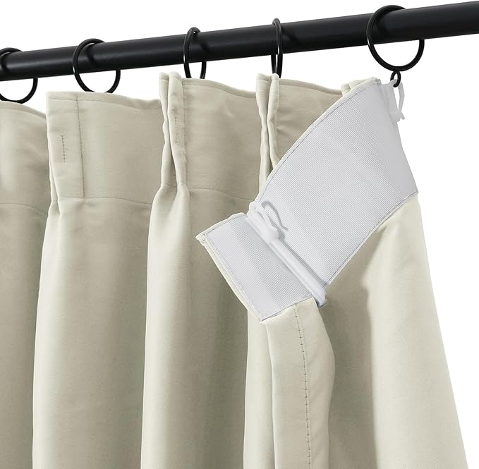 TWOPAGES Beige Pinch Pleated Room Darkening Curtain 102 Inches Long, Solid - Image 2
