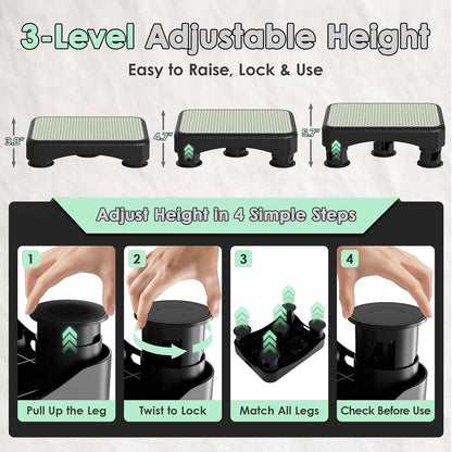 adjustable mobility step stool for adults, 3-level bed shown in use