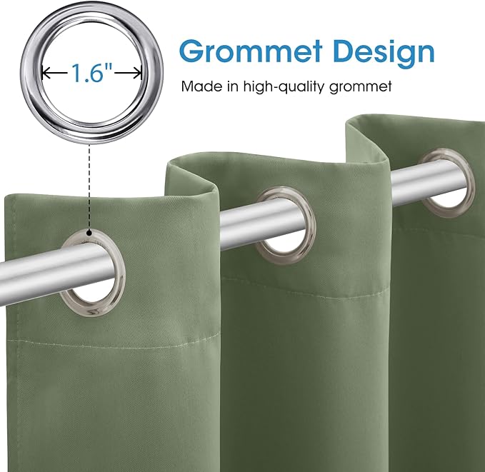 HOMEIDEAS Sage Green Blackout Curtains - Image 4