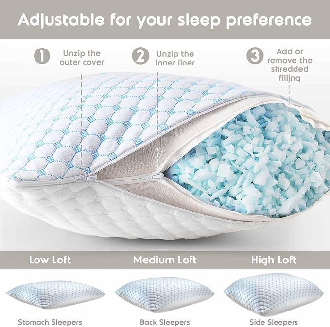 Nestl Cooling Body Pillow for Sleeping 1 Pack, Luxury Shredded Memory Foam Body - Image 3