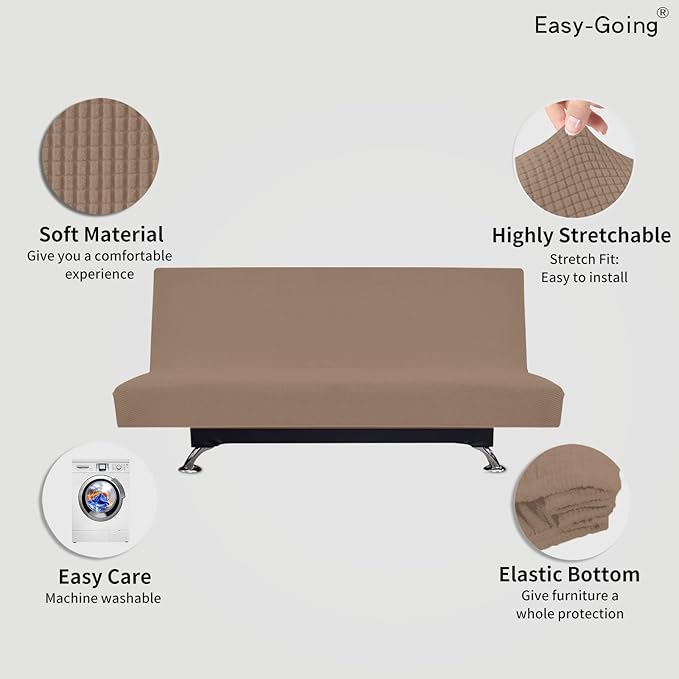 Easy-Going Stretch Futon Slipcover Armless Sofa Cover Furniture Protector - Image 3