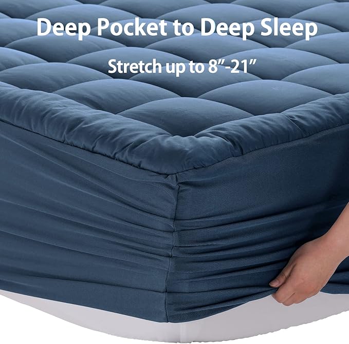 EASELAND King Size Mattress Pad Pillow Top Mattress Cover Quilted Fitted - Image 5