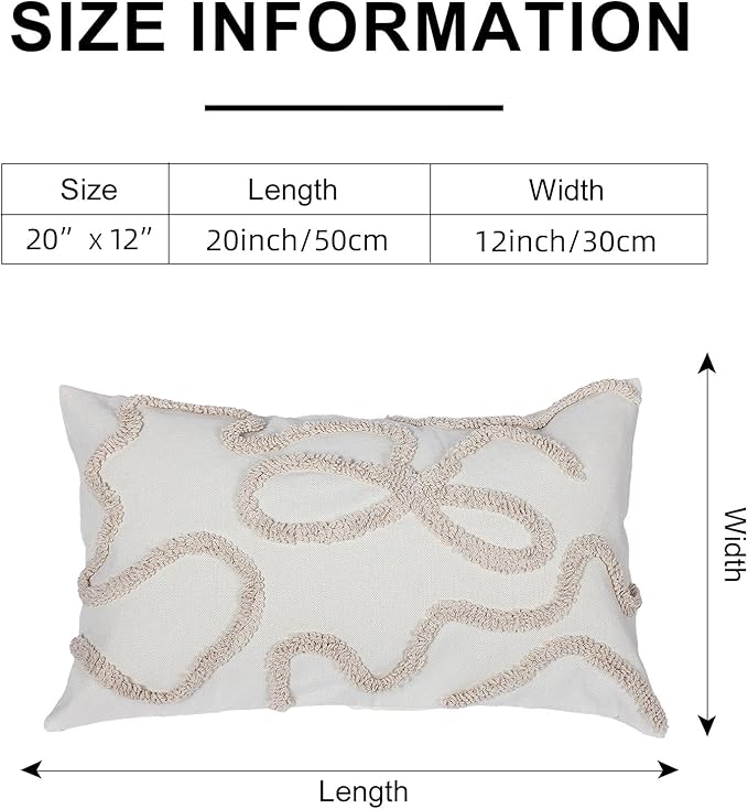 Coquette Bow Tufted Throw Pillow Cover 12x 20, Boho Neutral Linen Pillow - Image 7