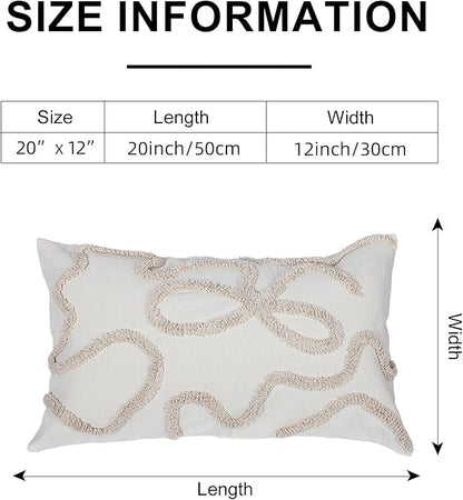Coquette Bow Tufted Throw Pillow Cover 12x 20, Boho Neutral Linen Pillow - Image 7