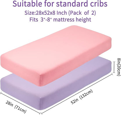 Crib Sheets for Boys Girls, 100% Cotton Fitted Crib Sheet 2 Pack for Standard - Image 4