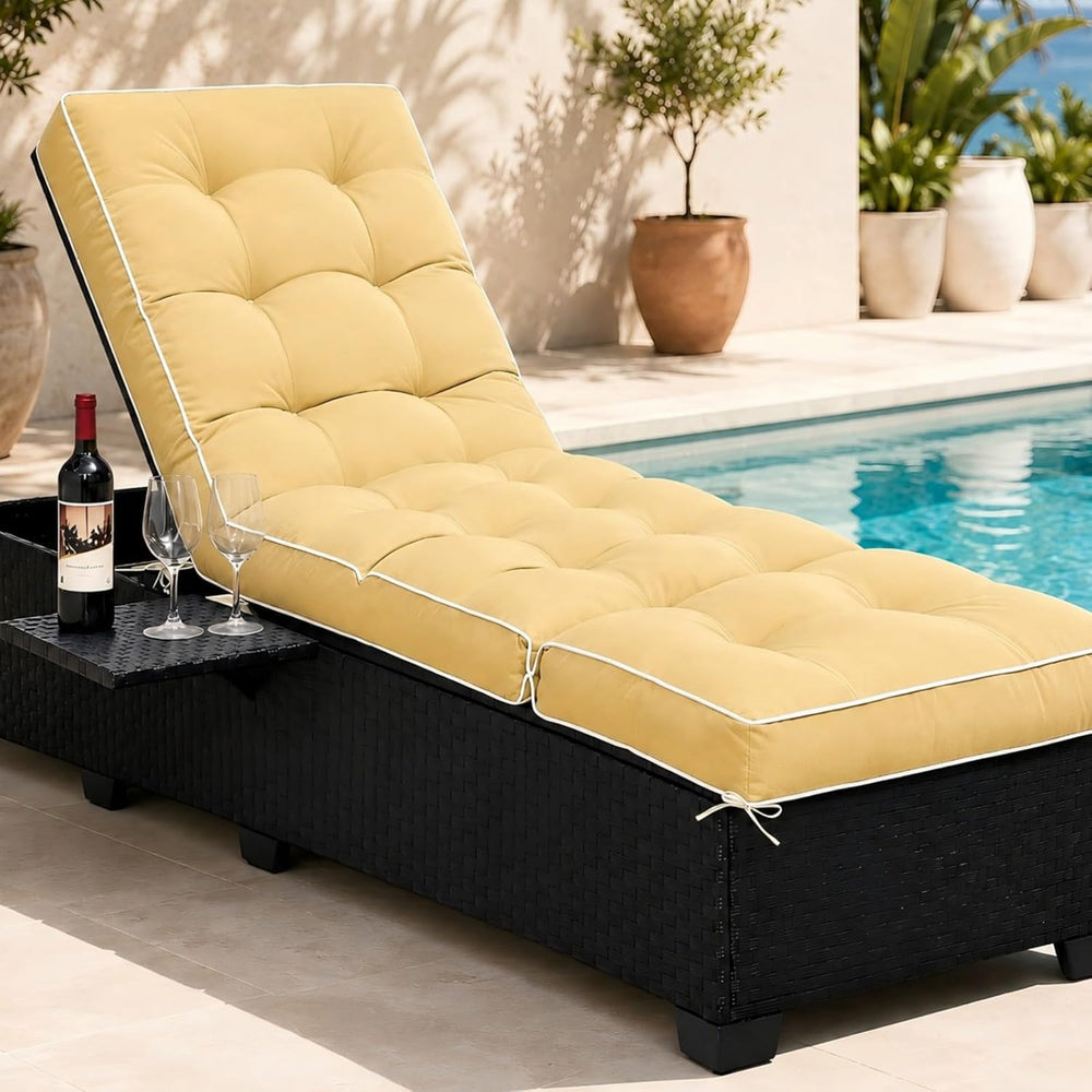 Outdoor Chaise Lounge Chair Cushion, Waterproof Non-Slip Patio Chaise Lounge ...
