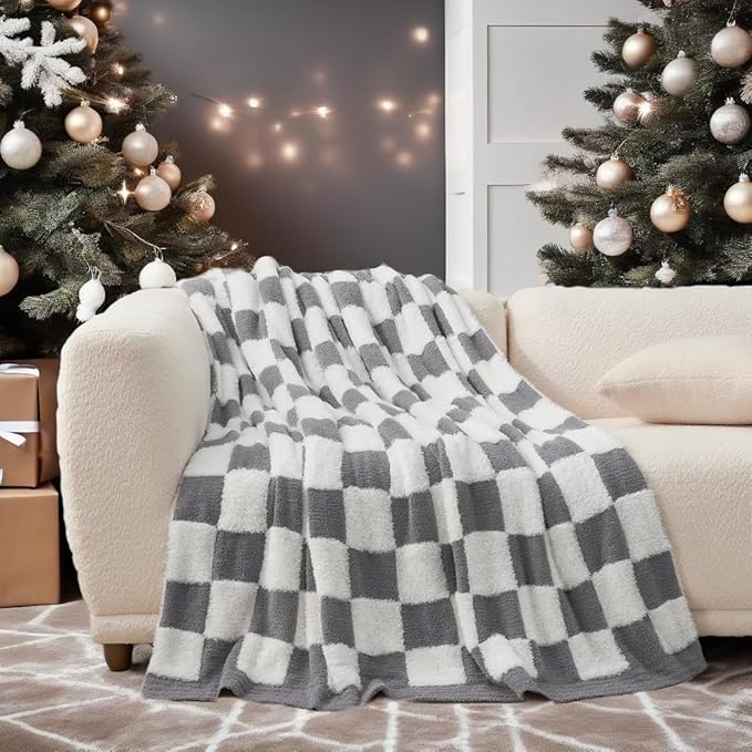 Snuggle Sac Faux Fur Checkered Blanket Twin Size - Image 7