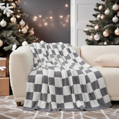 Snuggle Sac Faux Fur Checkered Blanket Twin Size - Image 7