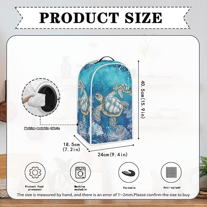 Talayituse Turtle Water Plants Print Blender Dust Cover, Fingerprint Protection - Image 6