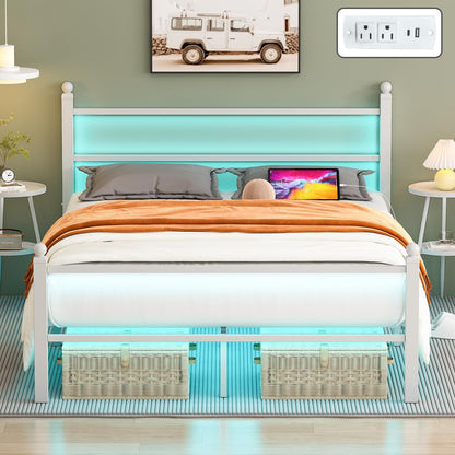 full size bed frame with headboard and footboard,white, main product view