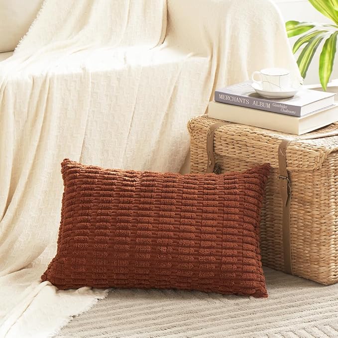 Fancy Homi 4 Packs Rust Decorative Throw Pillow Covers 12x24 Inch - Image 2