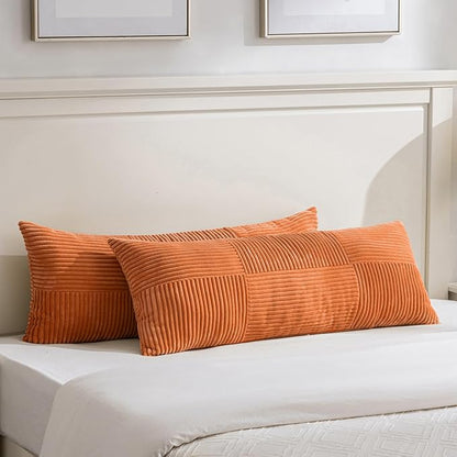 Fancy Homi Set of 2 Orange Boho Long Lumbar Body Decorative Throw Pillow Cover by Fancy+Homi