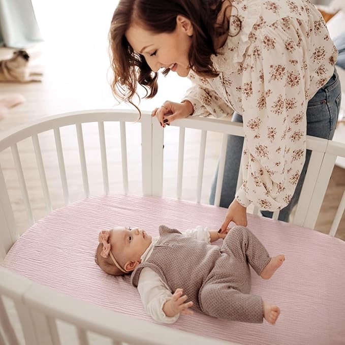 lulumoon Baby Muslin Bassinet Sheets: Cotton Bassinet Sheets Neutral - Image 3