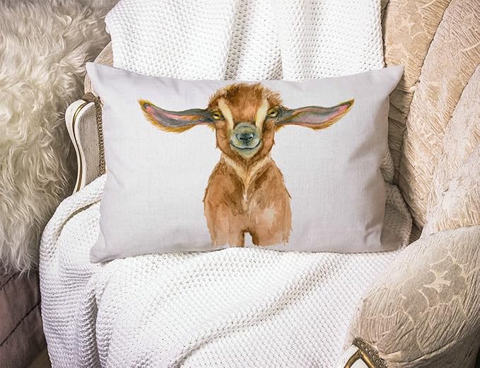 Solekla Happy Goat Farmhouse Pillow Covers 12x20 Inch, Home Decorative Throw - Image 3
