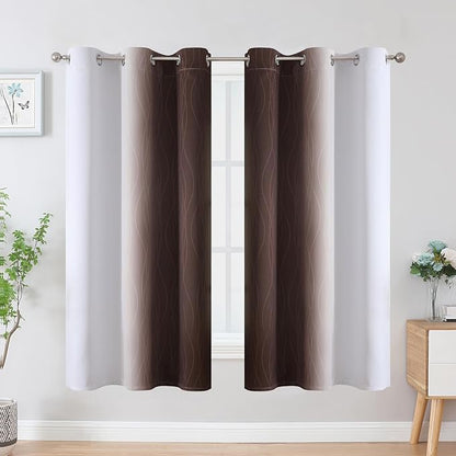 Estelar Textiler Brown and Greyish White Ombre Blackout Curtains - Image 2