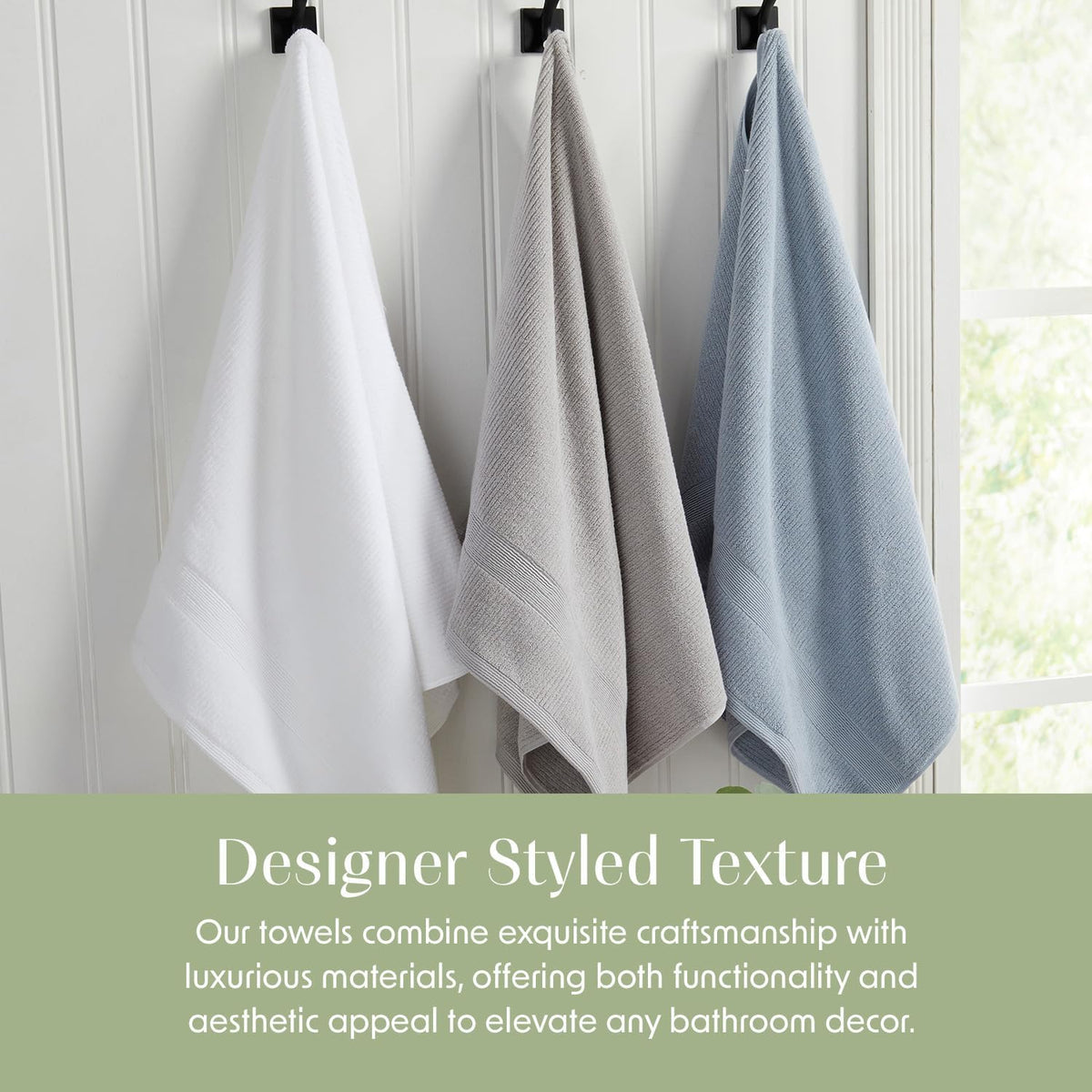 springtree home 100% cotton bath towel set | showing dimensions