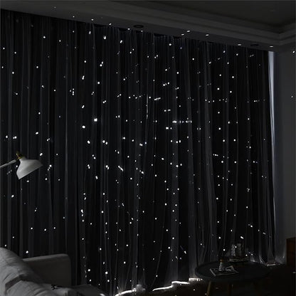 Kinryb Decorative Star Cut-Out Window Curtains Room Decoration Double Layer - Image 7