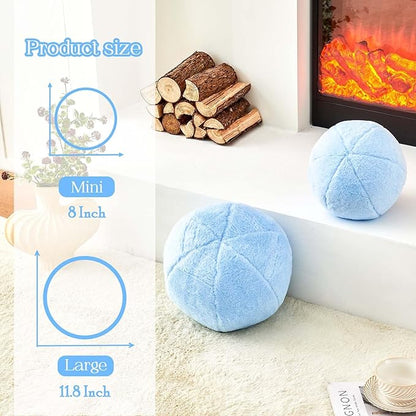 Uvvyui Light Blue Ball Pillow, Ball Shaped Pillow Plush Cushion - Image 2