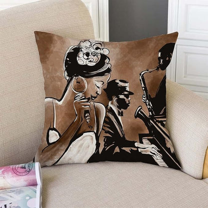 TSSOHU African American Woman Throw Pillow Cover Afro Black Girl Singing Jazz - Image 2