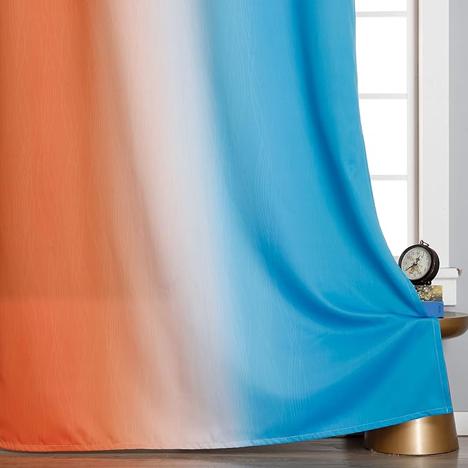 Thermal Insulated Blue and Orange Curtains - Image 6