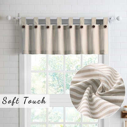 July Joy 3-Piece Cotton Tier Curtains 36 Inches Long Country Kitchen Curtains - Image 3