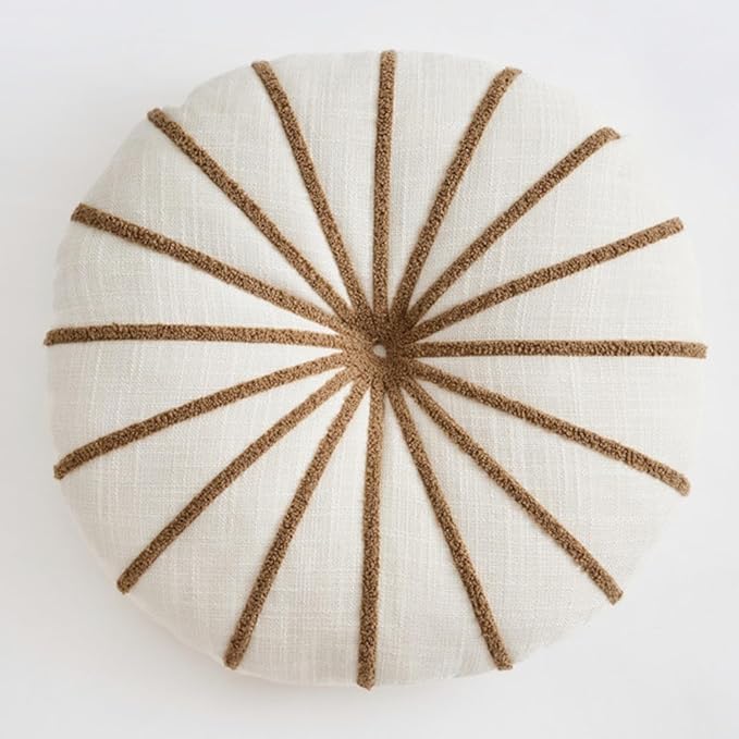 S_SSOY Round Pumpkin Throw Pillows 16", Colorful Striped Cushions Floor Pillows - Image 2
