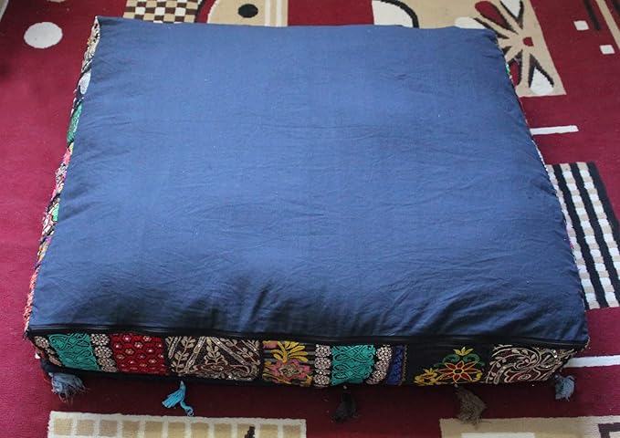 CRAFT KALA Indian Square Patchwork Traditional Pouf Cover Indian Living Room - Image 8