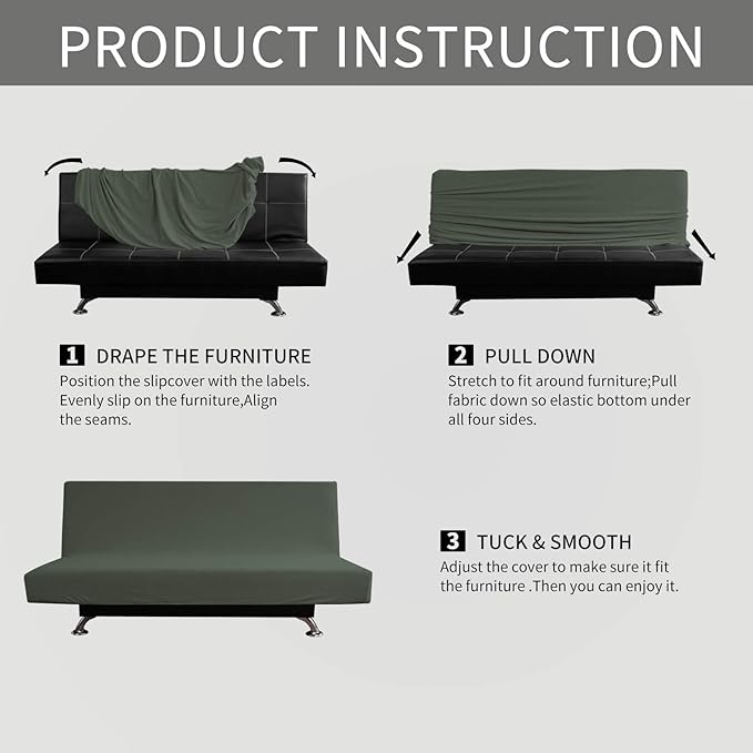 Easy-Going Stretch Futon Slipcover Armless Futon Bed Cover Furniture Protector - Image 4